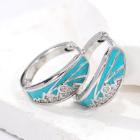 Stylish Enamel Mountain Sun Themed Zirconia Inlaid Earrings
