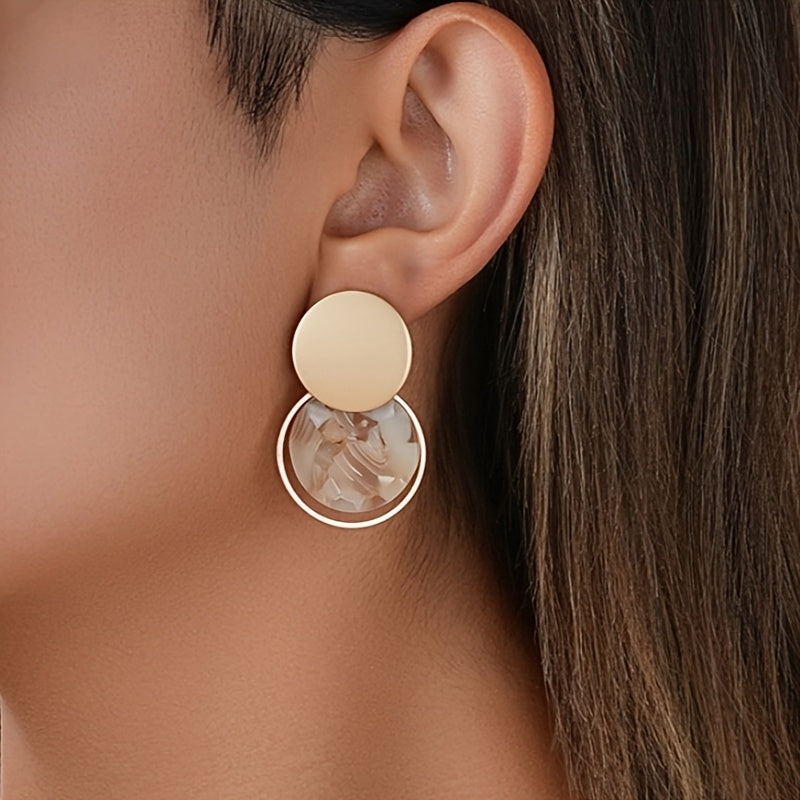 Bohemian Multicolor Geometric Resin Disc Drop Earrings
