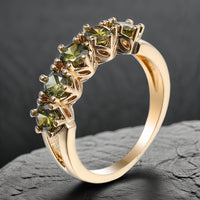 Vintage Style Olive Green Cubic Zirconia Ring