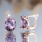 Elegant Boho Style Purple Cubic Zirconia Drop Earrings