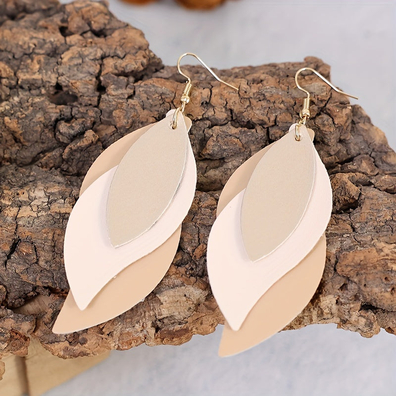 Vintage Layered Ivory Petal Lightweight Drop Earrings