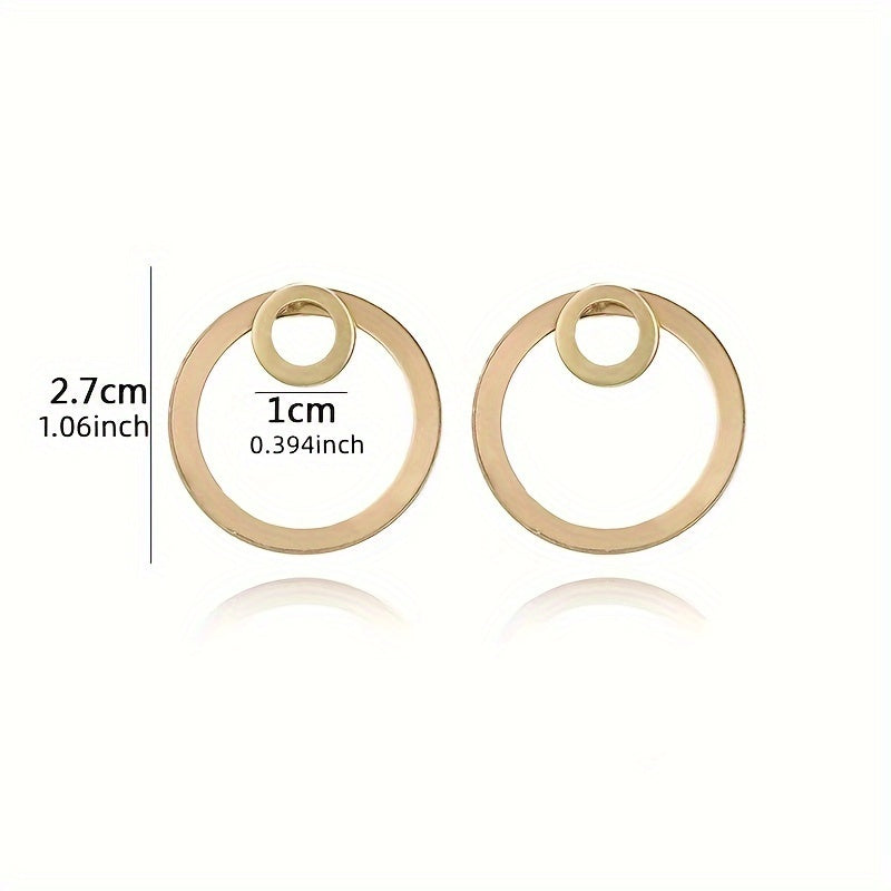 Minimalist Geometric Double Circle Drop Earrings