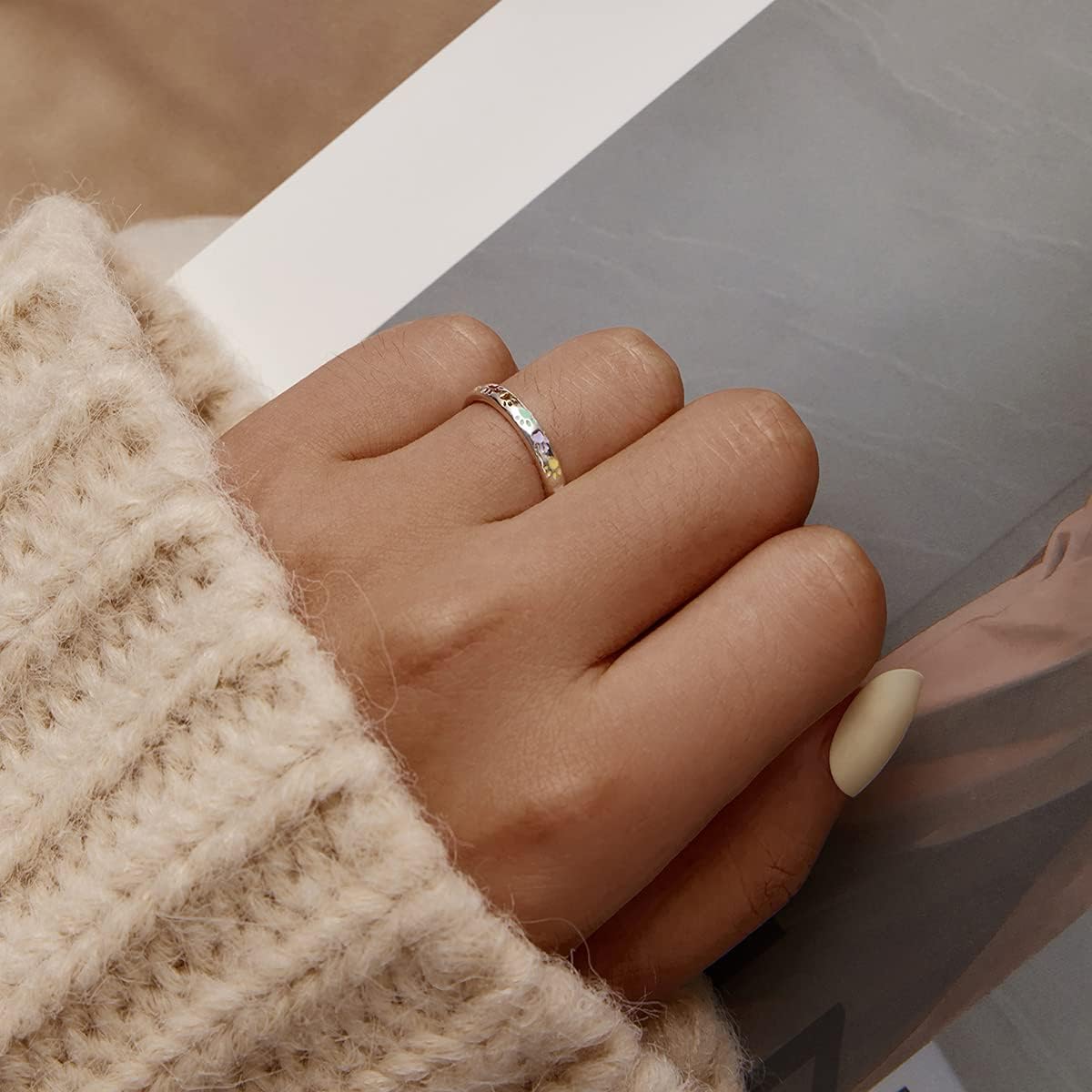 Sterling silver ring with paw-shaped design