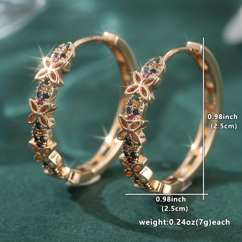 Elegant Bohemian Multi Color Zirconia Floral Butterfly Earrings