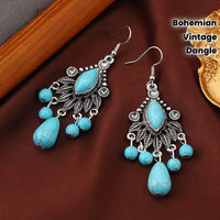 Elegant Bohemian Design Turquoise Clear Drop Earrings