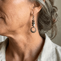 Rustic Stone Bead Hoop Earrings