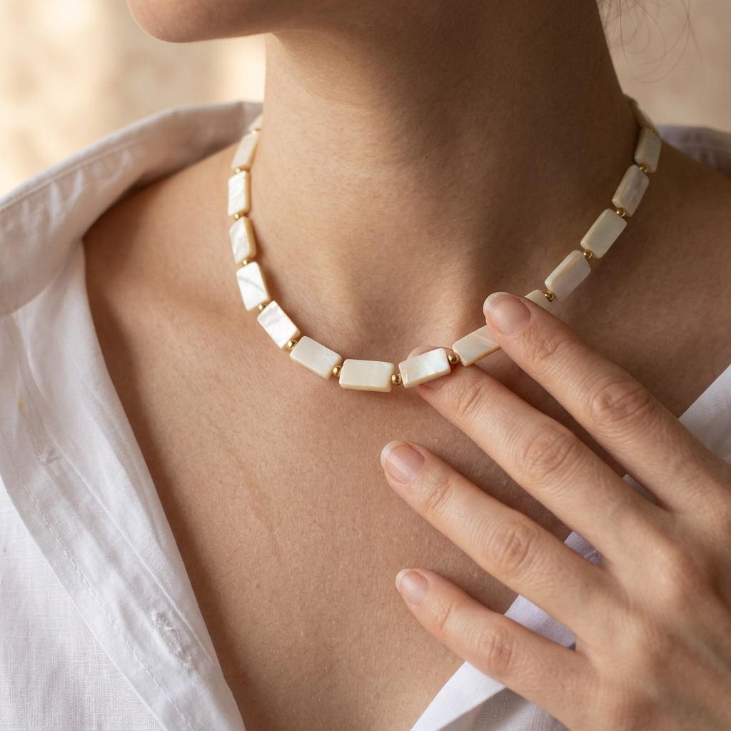 Natural Stone Geometric Ocean Beadwork Necklace