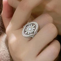 Elegant Vintage Sparkling Full Zirconia Sunflower Ring