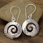 Vintage Hammered Spiral Silver Plated Earrings