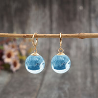 Minimalist Round Glass Pendant Dangle Earrings