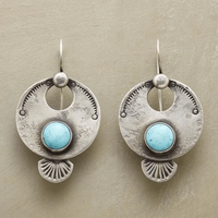 Vintage Round Turquoise Drop Earrings
