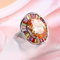 Romantic Oval Champagne Colored Zircon Stones Ring