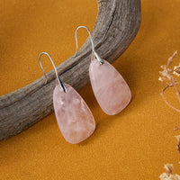 Bohemian Natural Stone Rose Quartz Drop Earrings