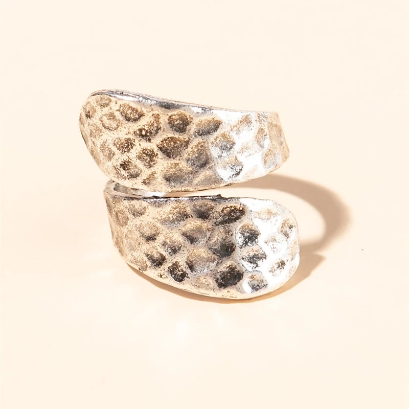 Vintage Hammered Open Cuff Gold Statement Ring