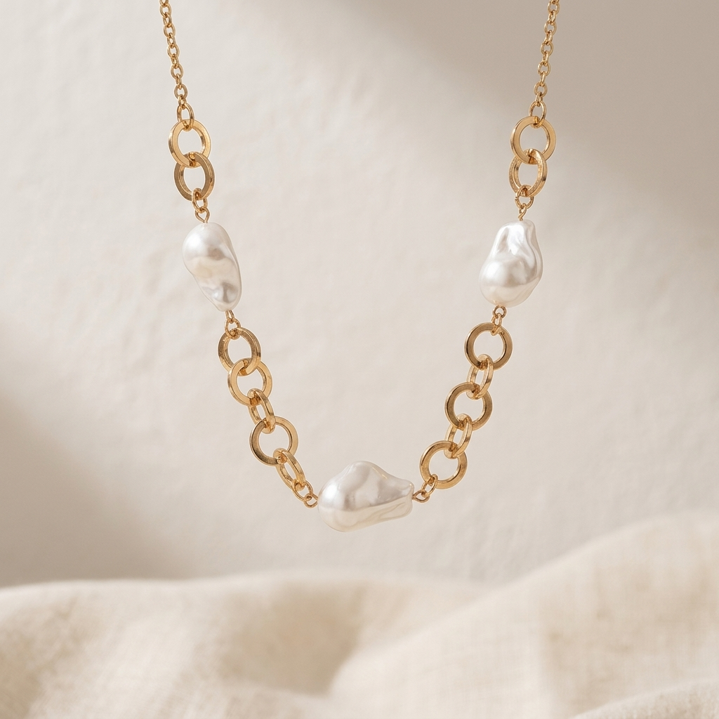 Classic Pearl Metal Pendant Necklace