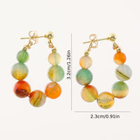 Boho Natural Stone Beaded Gold Plated Hoop Earrings