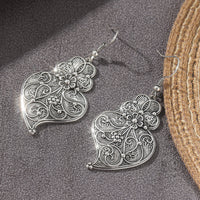 Elegant Filigree Heart Design Charming Maxi Hook Earrings