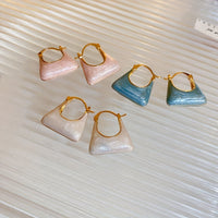 Elegant Retro Style Handbag Design Enamel Hoop Earrings