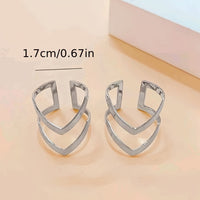 Silver Double-Layer V-Shape Adjustable Statement Ring