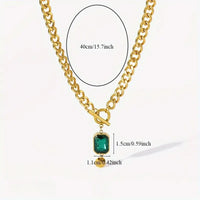 Chunky Chain Emerald Pendant Necklace | Gold