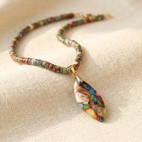 Ethnic Colorful Natural Pendant Beaded Necklace
