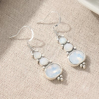Vintage Bohemian Moonstone Long Dangle Earrings