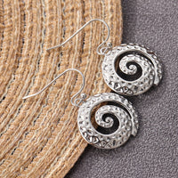 Artisan Spiral Hammered Silver Drop Earrings