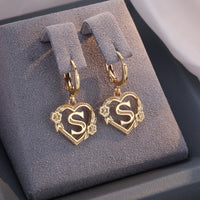 Dainty Initial Heart Hoop Earrings