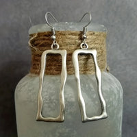Vintage Gothic Hollow Geometric Long Bar Pendant Earrings