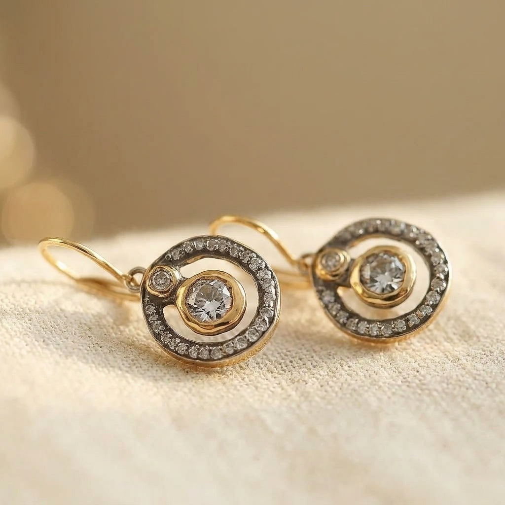Celestine Gold & Zirconia Drop Earrings