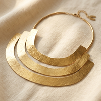 Sculptural Hammered Gold Statement Necklace