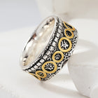 Retro Two-Tone Copper and Silver Multi-Circle Ring