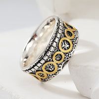 Retro Two-Tone Copper and Silver Multi-Circle Ring