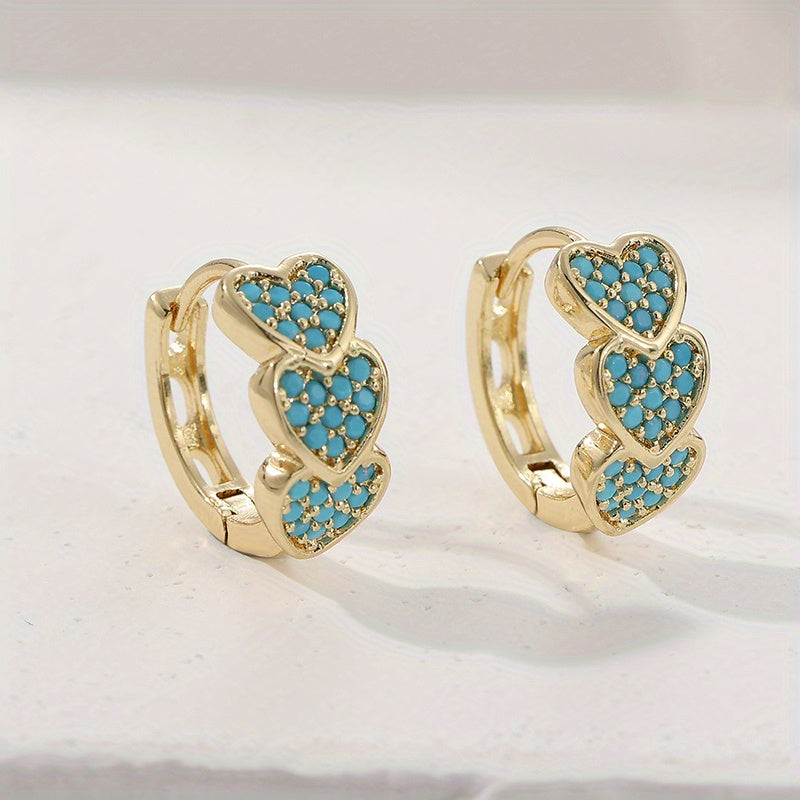 Elegant Turquoise Heart Shaped Design Hoop Earrings