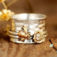 Vintage Easy Bee Flower Wide Rings