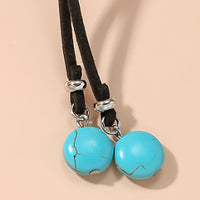 Bohemian Y-Design Double Turquoise Round Beads Necklace