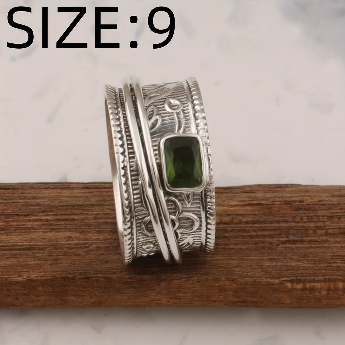 Geometric Design Silver Plated Ring with Zirconia Stone