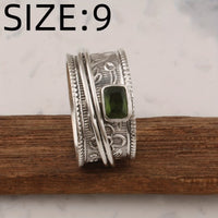 Vintage Bohemian Wide Band Zirconia Silver Plated Ring