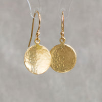 Round Shape Hammered Zinc Alloy Disc Drop Earrings