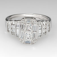 Elegant Silver Plated Bridal Style Square Zirconia Ring