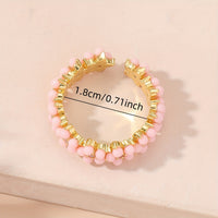 Vintage Beaded Cluster Zirconia Inlaid Geometric Round Ring