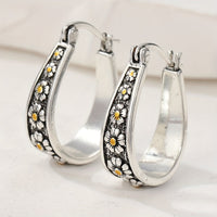 Vintage Hand-Cut Daisy Hoop Earrings