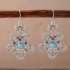Vintage Bohemian Turquoise Flower Drop Earrings