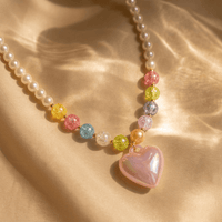 Bohemian Handmade Beaded Acrylic Heart Necklace