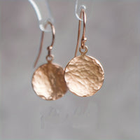 Round Shape Hammered Zinc Alloy Disc Drop Earrings