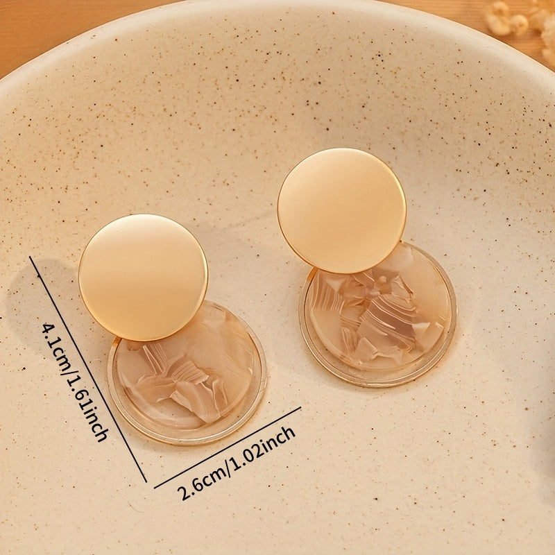 Bohemian Multicolor Geometric Resin Disc Drop Earrings