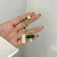 Bohemian Modern Green & Ivory Gold Plated Statement Earrings
