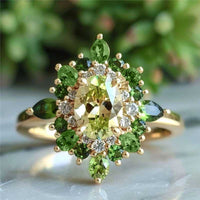 Elegant Vintage Two Tone Green Zirconia Ring