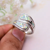Vintage Boho White Opal Stone Ring