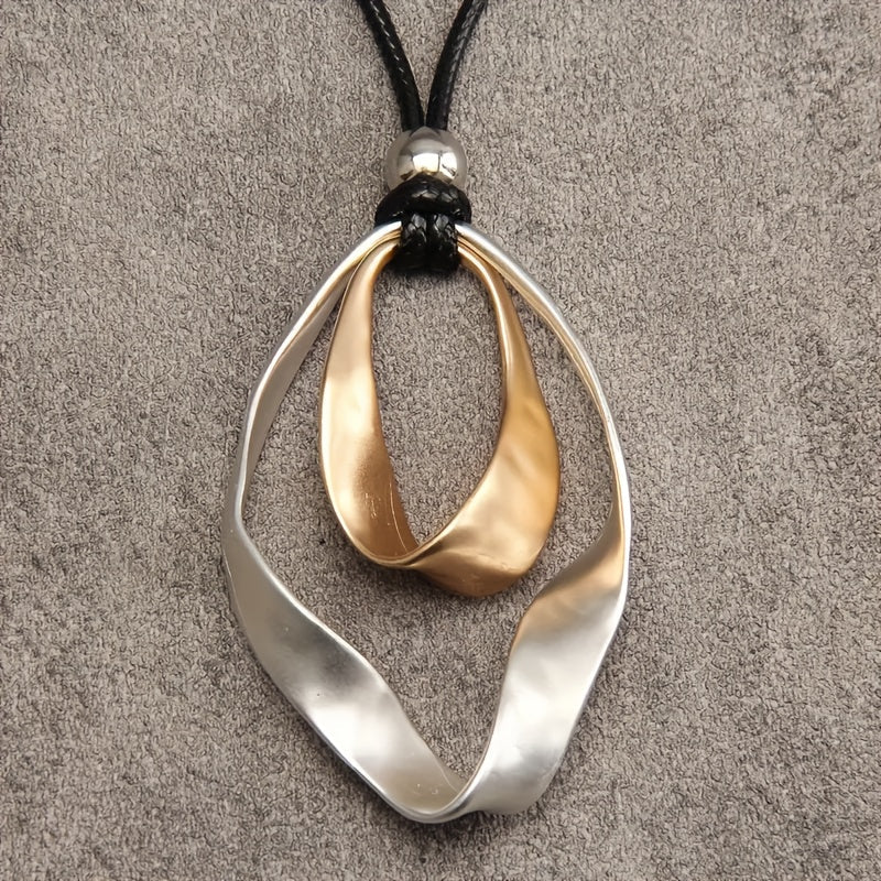 Elegant Modern Mixed-Metal Abstract Pendant Necklace